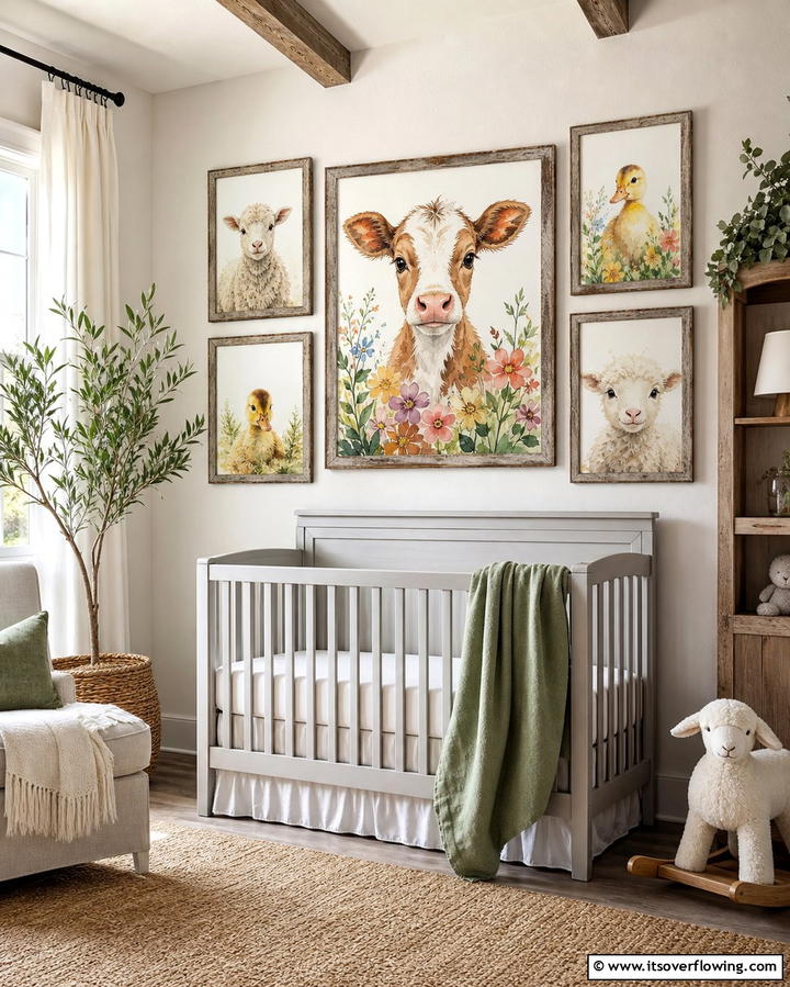Farm Animal Artwork - 25 Farmhouse Nursery Ideas for a Cozy Baby Room
