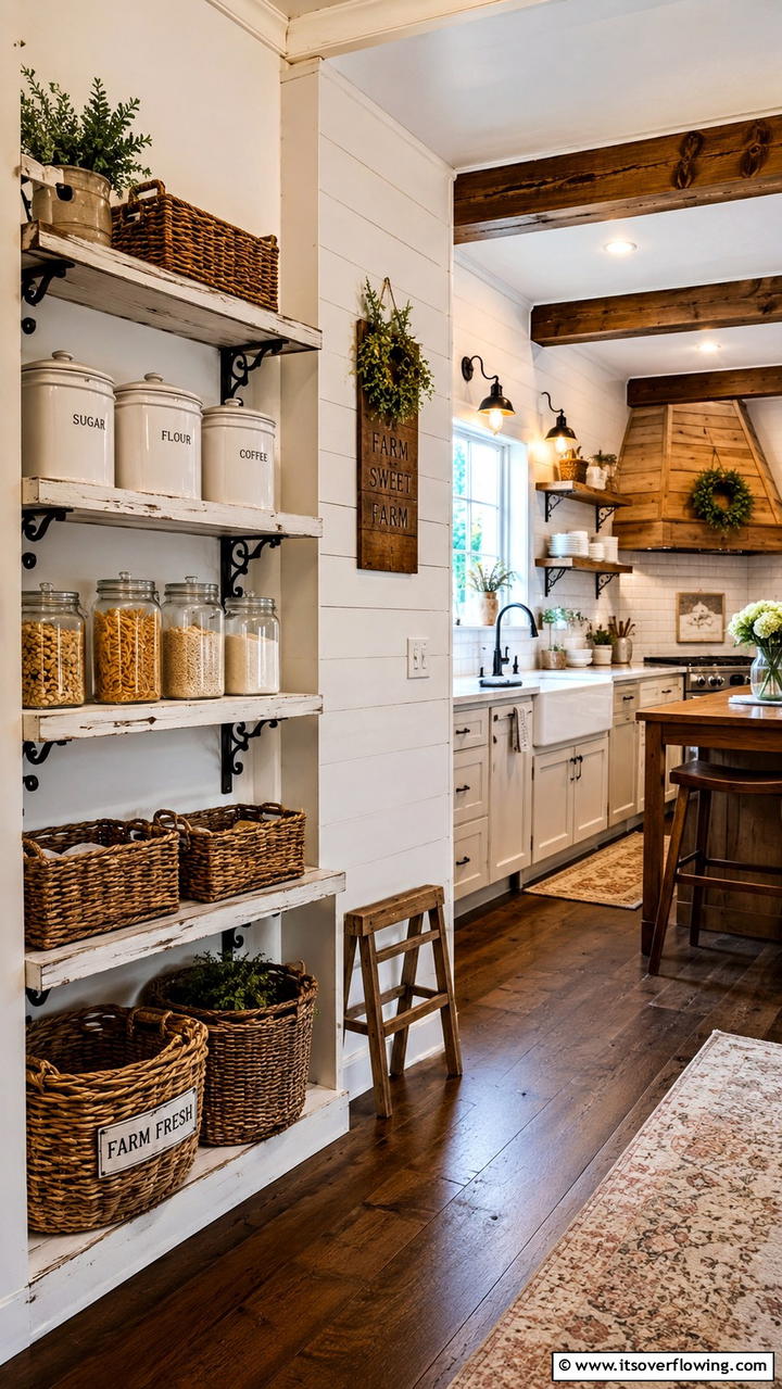 Farmhouse Charm Corner Pantry - 30 Corner Pantry Ideas to Maximize Kitchen Storage