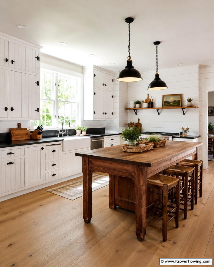 Farmhouse Chic Appeal - 25 Kitchen With White Cabinets and Black Countertops Ideas