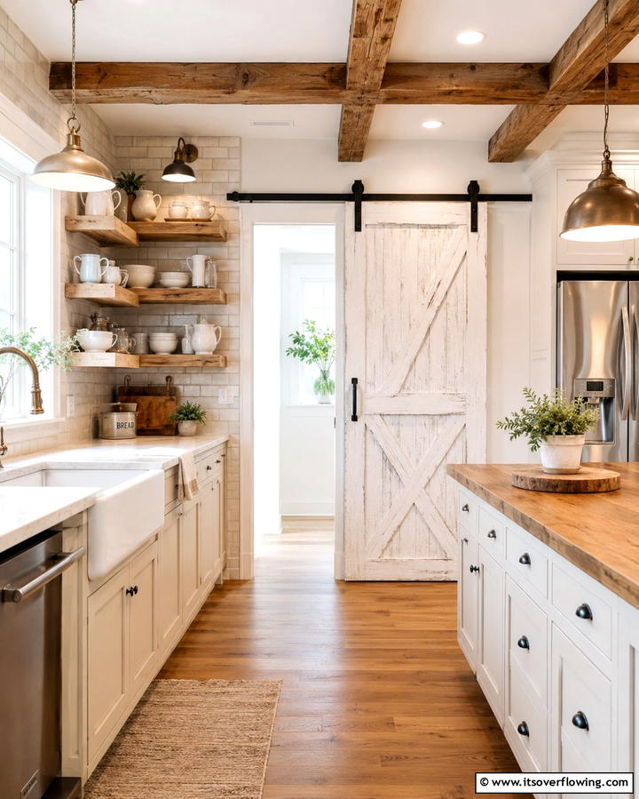 Farmhouse Chic Barn Door - 30 Stylish Barn Door Ideas for Modern Home Organization
