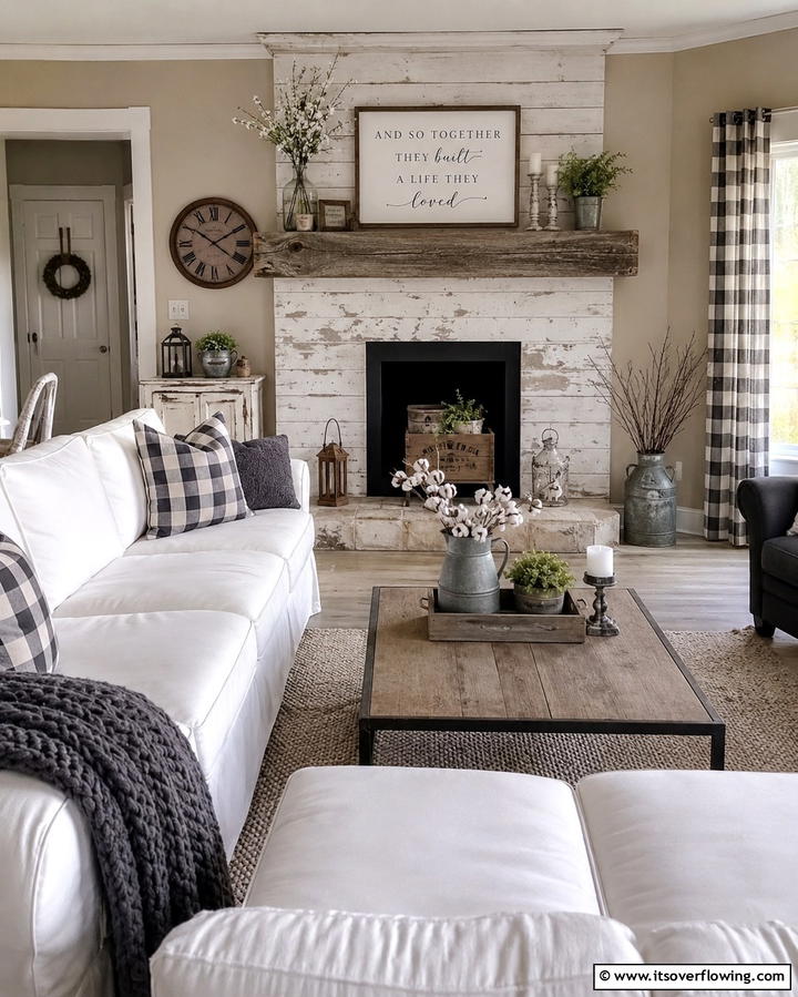 Farmhouse Chic Faux Fireplace - 30 Faux Fireplace Ideas to Add Warmth Anywhere