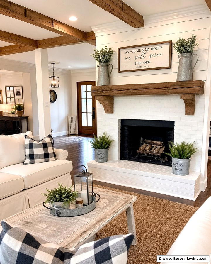Farmhouse Chic Simplicity - 21 Painted Brick Fireplace Makeovers for Modern Interiors