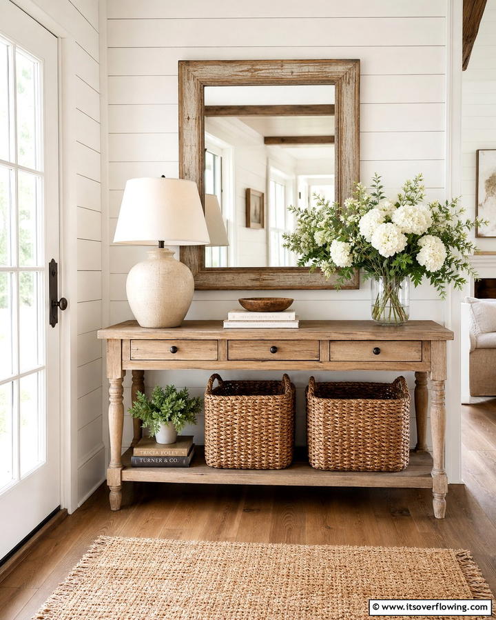Farmhouse Console Tables - 25 Farmhouse Entryway Ideas for a Warm and Welcoming First Impression