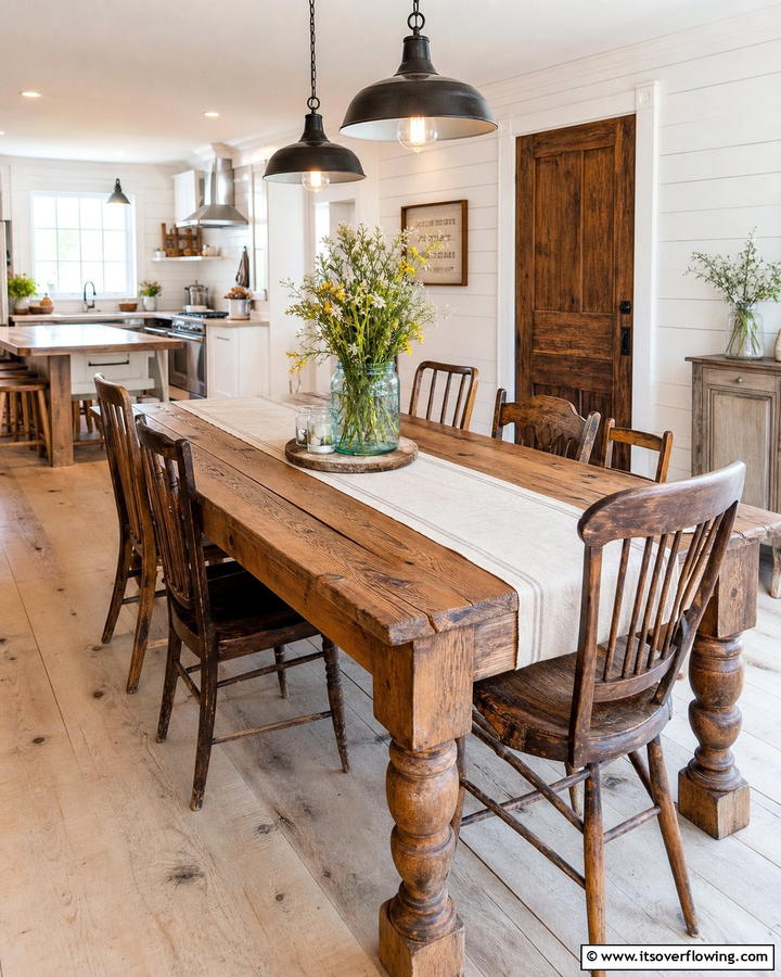 Farmhouse Dining Table - 21 Country Kitchen Ideas with Farmhouse Appeal