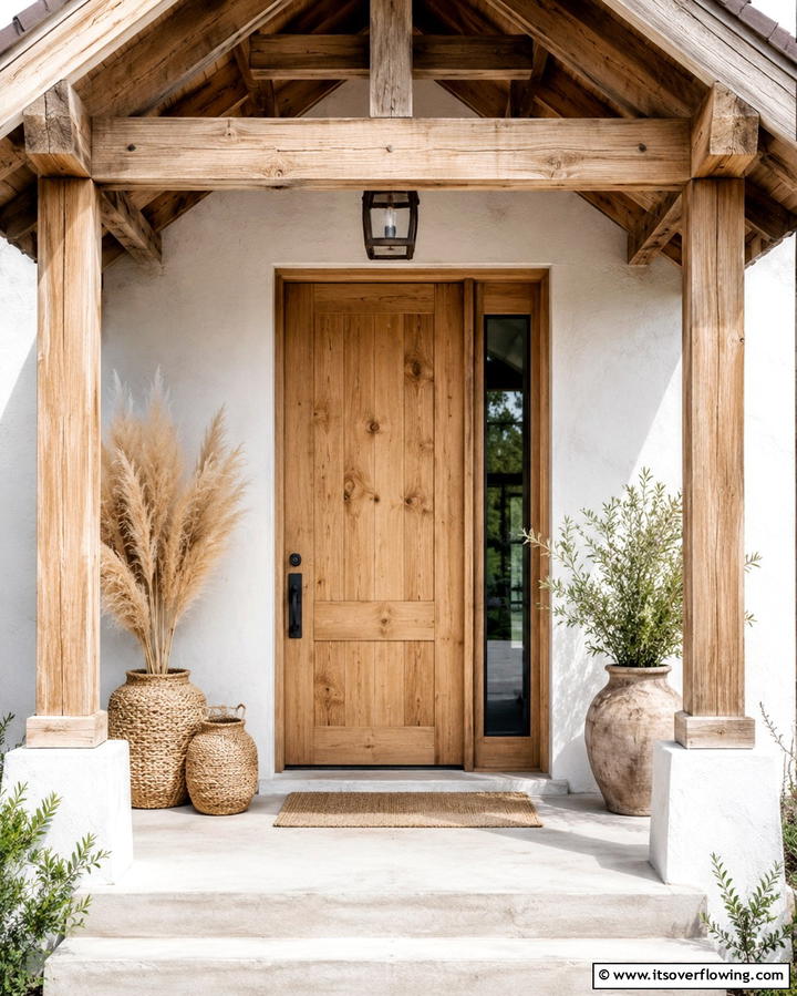 Farmhouse Door with Natural Finish - 30 Farmhouse Front Door Ideas for Curb Appeal