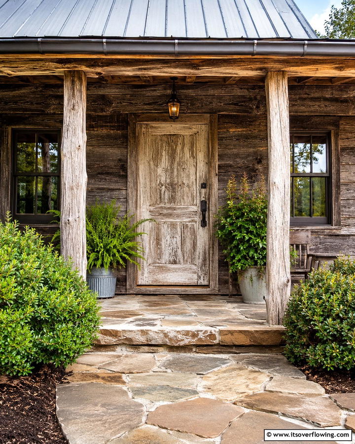 Farmhouse Door with Weathered Patina - 30 Farmhouse Front Door Ideas for Curb Appeal