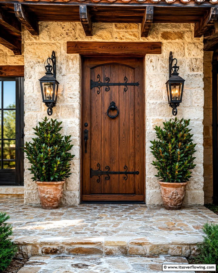 Farmhouse Door with Wrought Iron Details - 30 Farmhouse Front Door Ideas for Curb Appeal