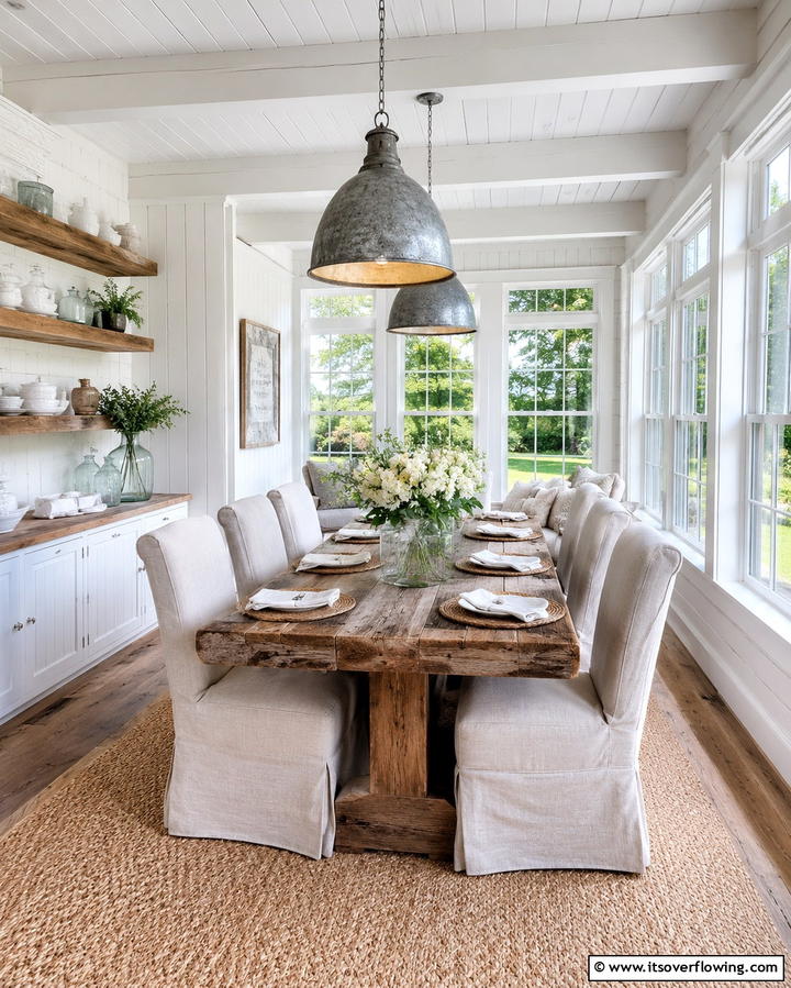 Farmhouse Fresh Dining Design - 30 Sunroom Dining Room Ideas for Bright and Airy Meals