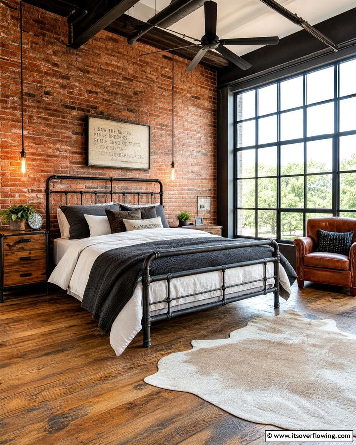 Farmhouse Industrial Fusion - 21 Farmhouse Bedroom Ideas for Rustic Comfort
