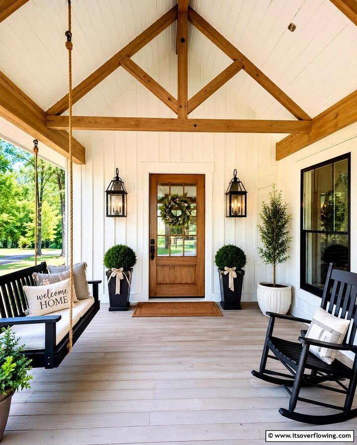 Farmhouse Inspired Aesthetics - 25 Open Gable Porch Ideas for a Welcoming Entrance