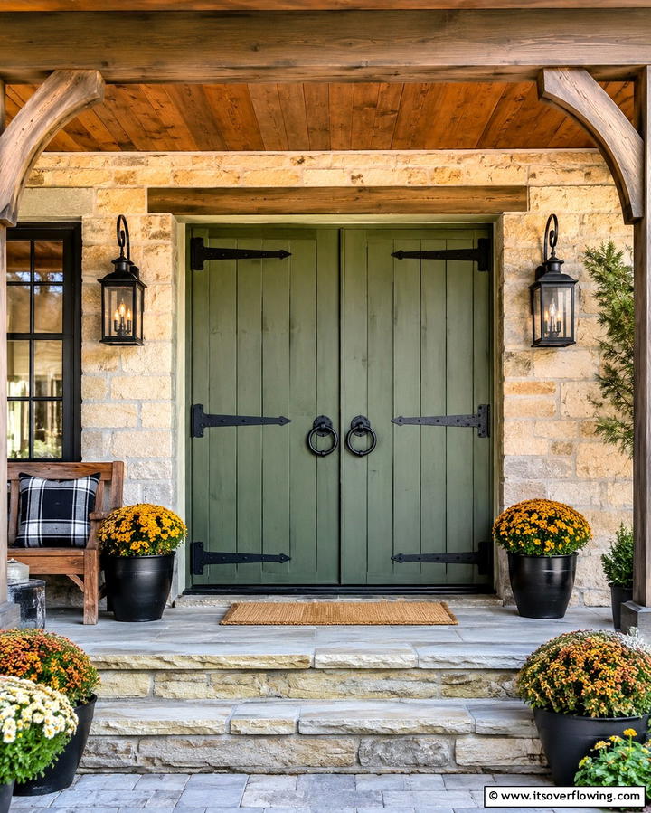 Farmhouse Inspired Door Accents - 30 Rustic Front Porch Ideas for a Welcoming Entryway