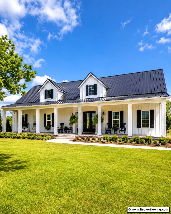 Farmhouse Inspired Exterior - 30 Pole Barn & Barndominium Exterior Designs for Rustic Charm