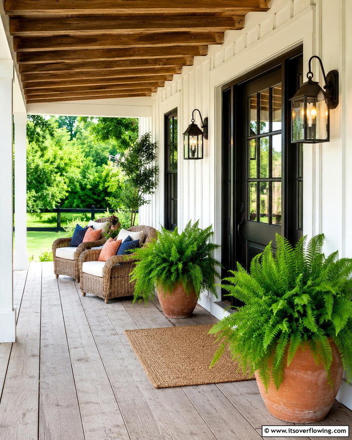 Farmhouse Inspired Porch - 30 Large Front Porch Ideas to Boost Outdoor Living Spaces