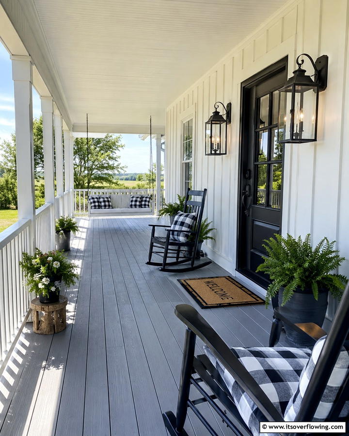 Farmhouse Inspired Porch - 25 Front Porch Deck Ideas for a Stunning Entryway