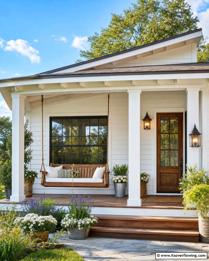 Farmhouse Inspired Warmth - 25 Shed Roof Porch Design Ideas for Cozy Spaces