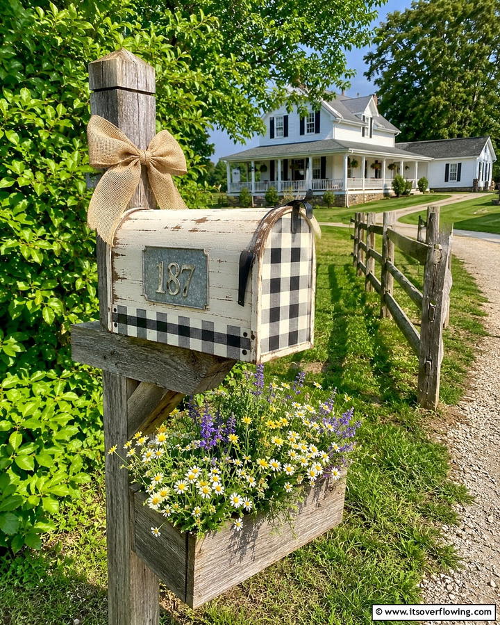 Farmhouse Mailbox Decoration - 30 Mailbox Decor Ideas- Curb Appeal with Personality
