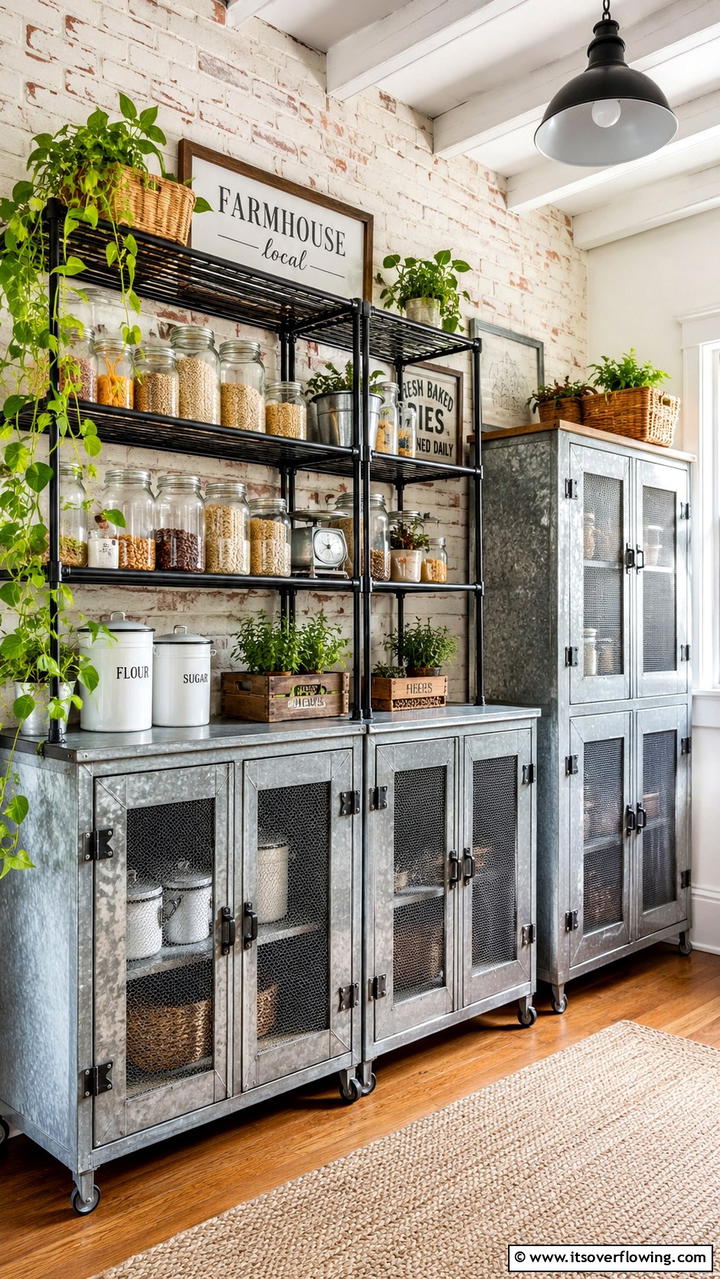Farmhouse Metal Storage - 30 Boho Farmhouse Decor Ideas for Eclectic Charm