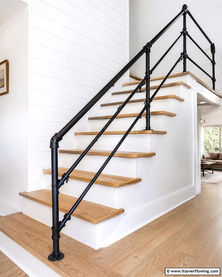 Farmhouse Pipe Railing - 30 Rustic Farmhouse Stair Railing Ideas & Designs
