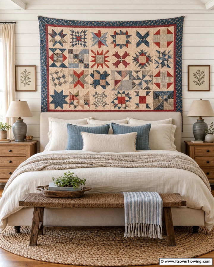 Farmhouse Quilted Fabric Art - 21 Farmhouse Wall Decor Ideas for Rustic Charm and Warmth