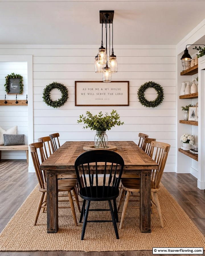 Farmhouse Shiplap Charm - 30 Dining Room Accent Wall Ideas for Bold Style