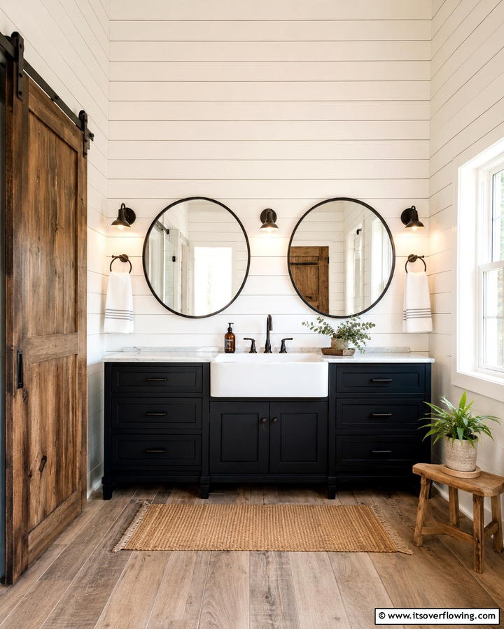 Farmhouse Shiplap Wall - 30 Stunning Bathroom Wall Ideas to Elevate Your Space