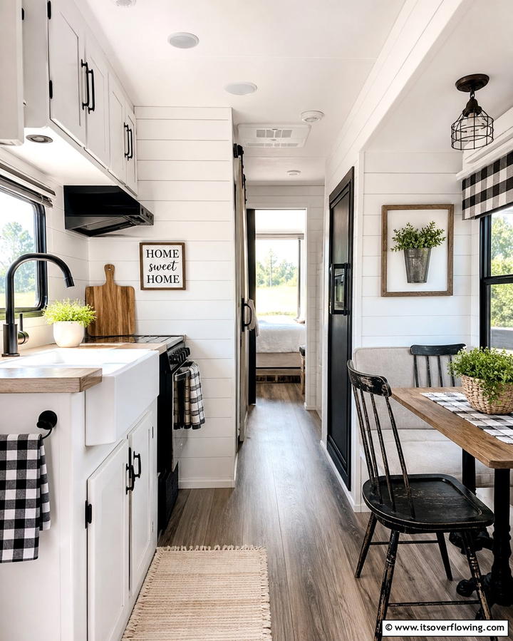 Farmhouse Shiplap - 25 RV Wallpaper Ideas for a Stylish and Comfortable Space