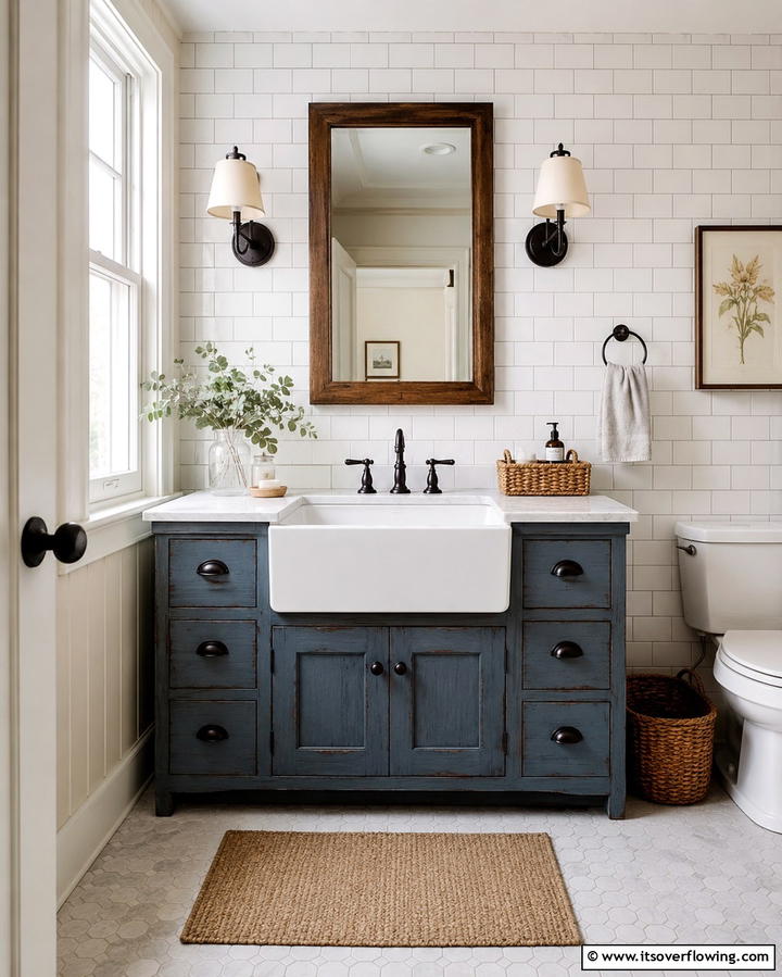 Farmhouse Sink - 25 Rustic Bathroom Ideas for a Cozy Feel