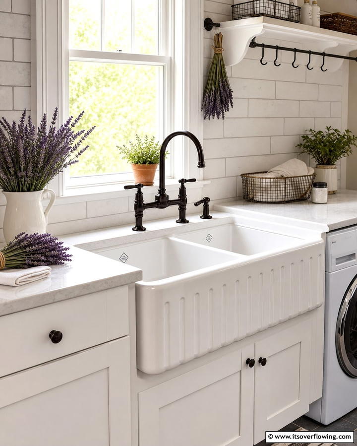 Farmhouse Sink Addition - 25 Farmhouse Laundry Room Ideas for Function and Style