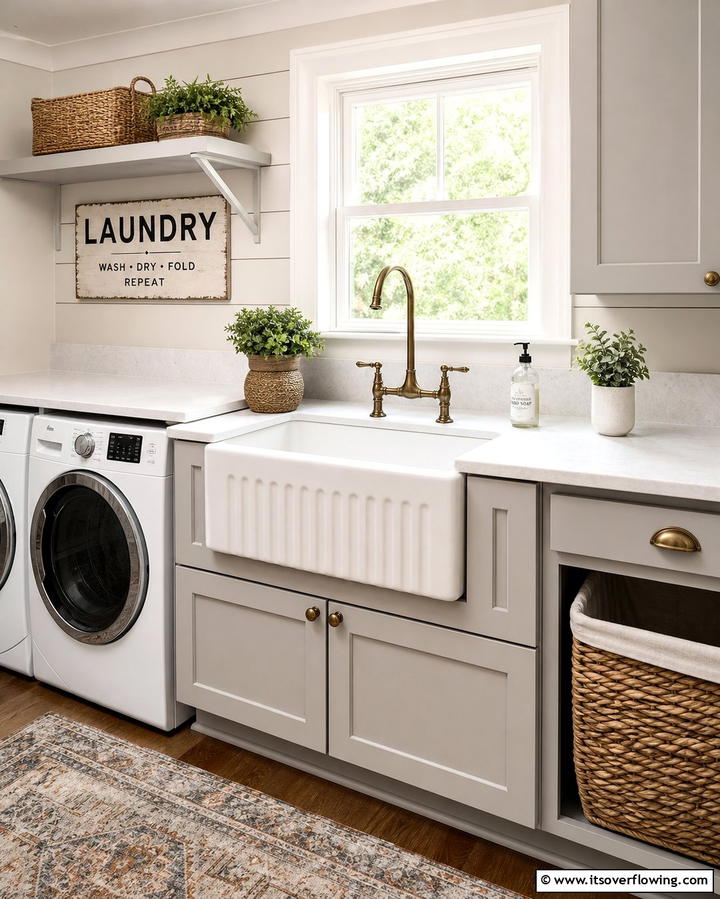 Farmhouse Sink for Practicality and Style - 25 Farmhouse Laundry Room Ideas for Function and Style