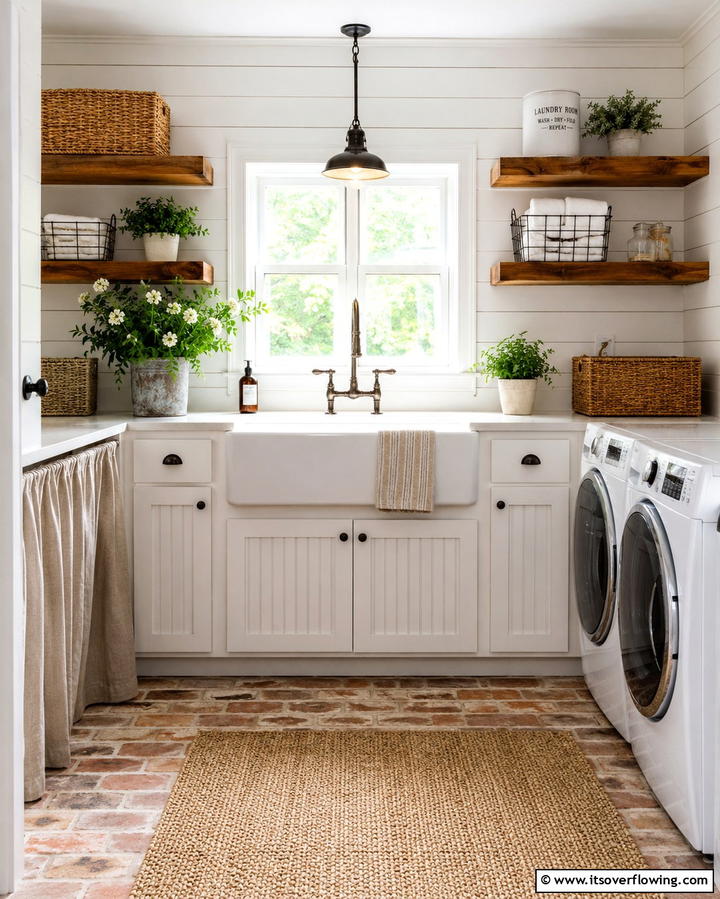 Farmhouse Sink in White - 20 White Laundry Room Ideas for a Clean and Bright Space