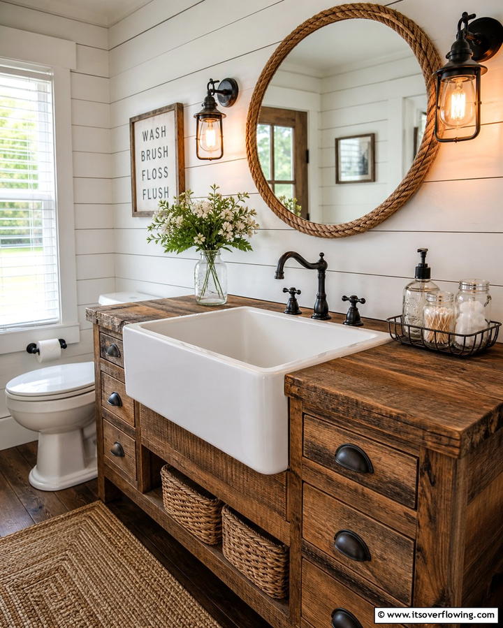 Farmhouse Sinks for Rustic Charm - 25 Bathroom Sink Ideas for Style and Functionality