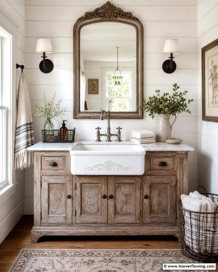 Farmhouse Style Apron Front Sink - 25 Bathroom Sink Ideas for Style and Functionality