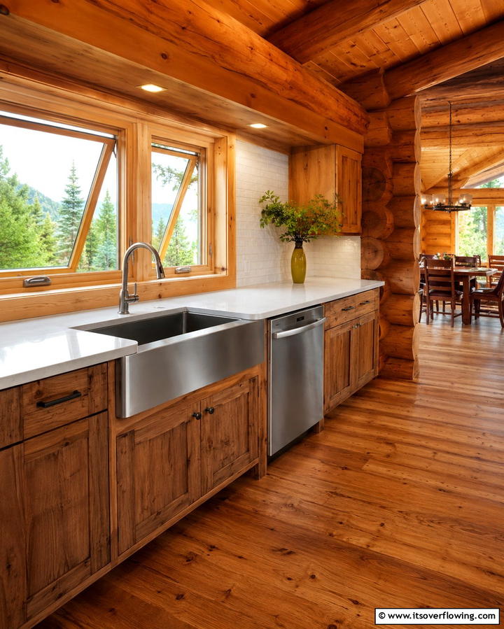 Farmhouse Style Apron Sink for Rustic Appeal - 25 Log Cabin Kitchen Design Ideas for a Rustic Look