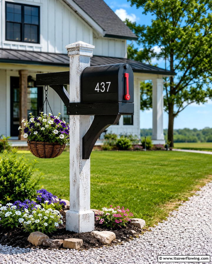 Farmhouse Style Mailbox Post - 25 Unique Mailbox Post Ideas to Boost Curb Appeal