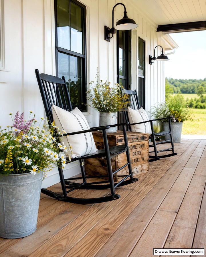 Farmhouse Style Porch - 30 Large Front Porch Ideas to Boost Outdoor Living Spaces