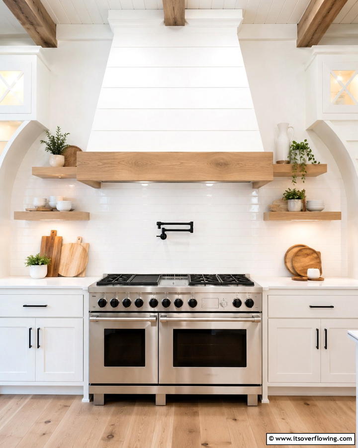 Farmhouse Style Range Hood - 30 Charming White Farmhouse Kitchen Inspirations