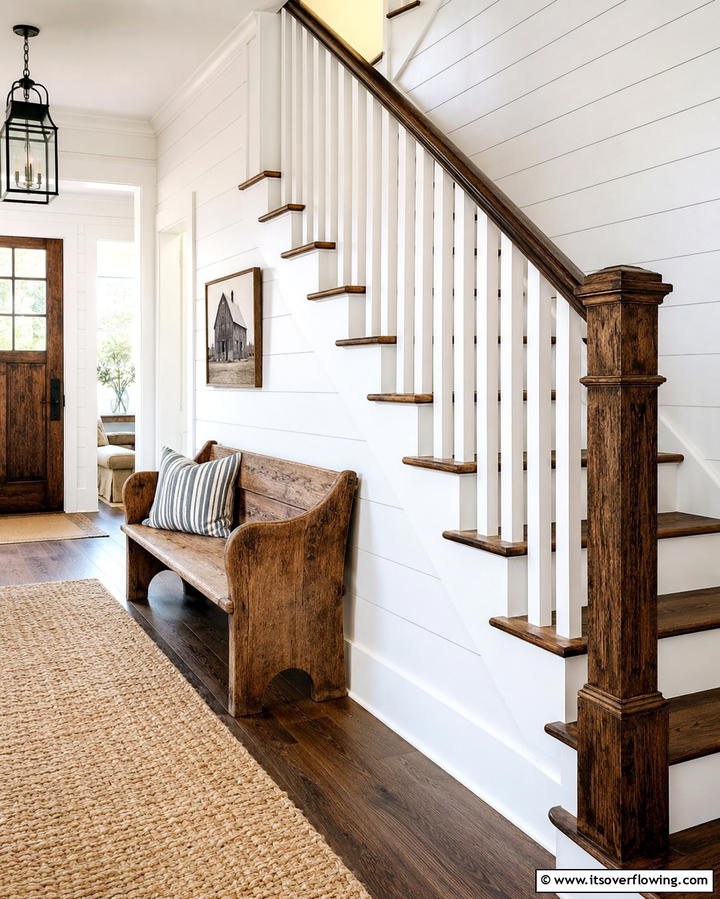 Farmhouse Style Wooden Railings - 25 Stair Railing Ideas for Modern and Traditional Homes