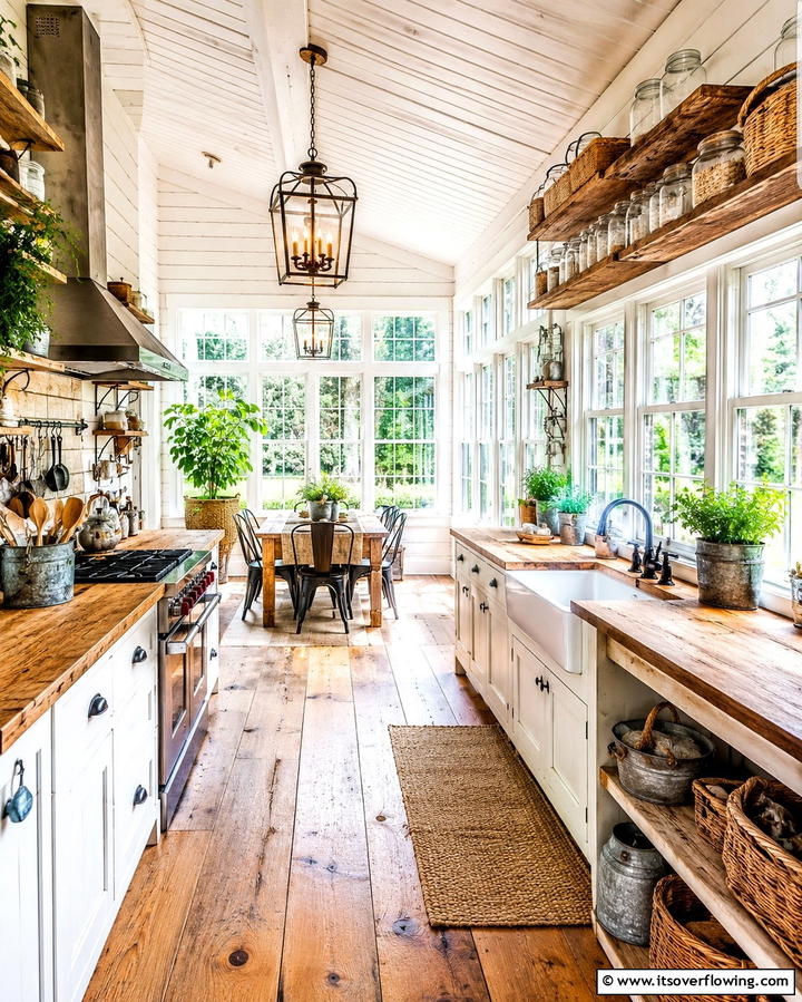 Farmhouse Sunroom Kitchen - 20 Sunroom Kitchen Ideas for a Bright Cooking Space