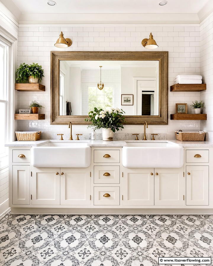Farmhouse Vanity Sinks - 21 Modern Farmhouse Bathroom Ideas Blending Rustic Charm