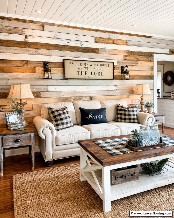 Farmhouse Vintage Revival - 21 Wood Slat Accent Wall Ideas to Elevate Your Interior Design