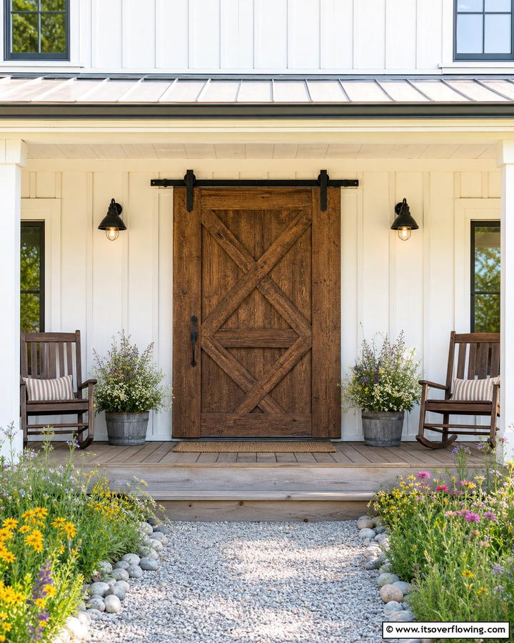 Farmhouse Warmth - 25 Stylish Brown Front Door Ideas for Your Home