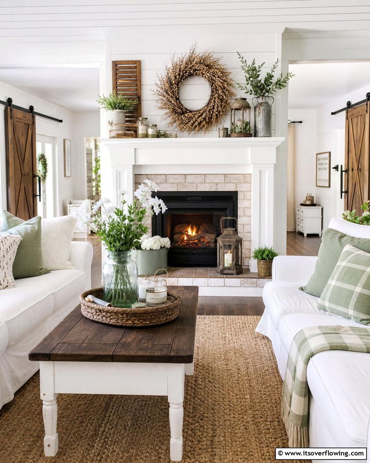Farmhouse Warmth Decor - 21 Fireplace Decor Ideas to Style Your Mantel Year-Round