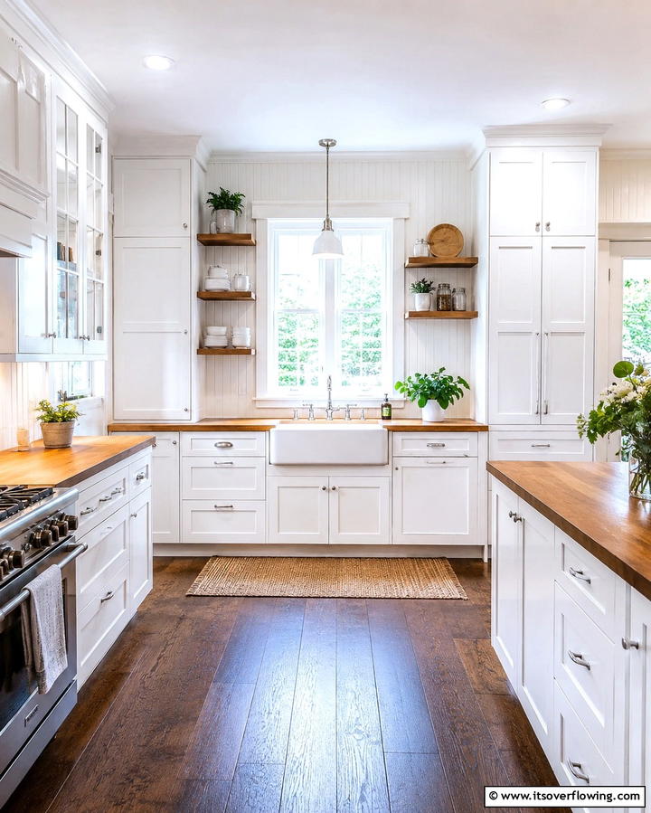 Farmhouse White Cabinets - 30 Rustic White Kitchen Ideas for Timeless Farmhouse Style