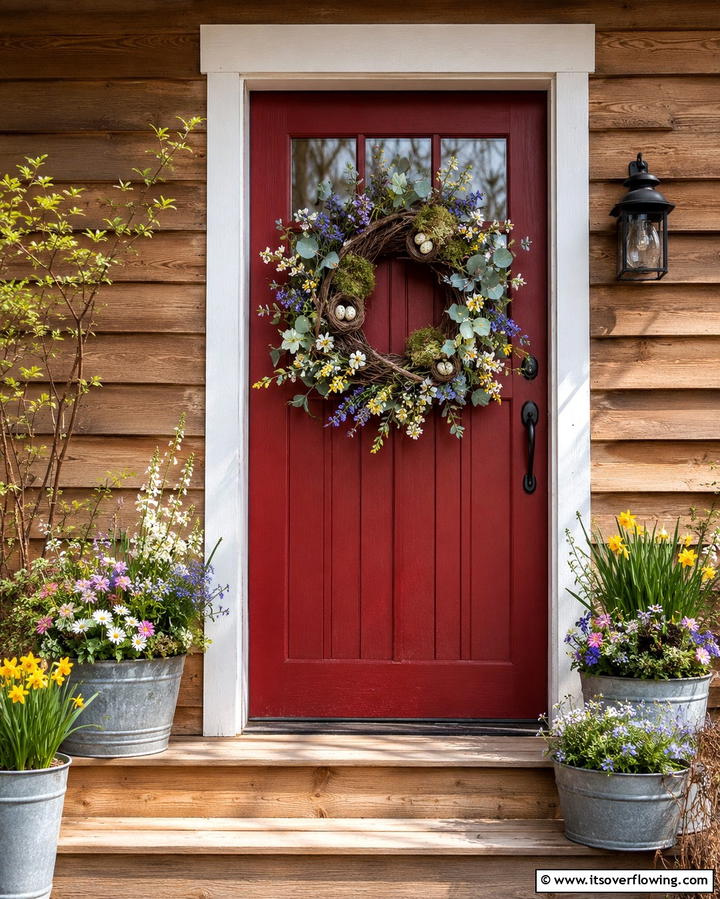 Faux Bird Nest Accents - 20 Spring Front Door Decor Ideas to Welcome the Season