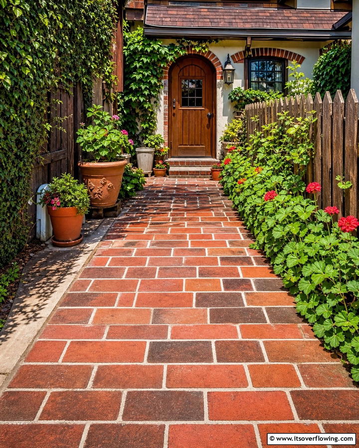 Faux Brick Finish for Rustic Charm - 20 Concrete Walkway Painting Ideas for a Unique Path