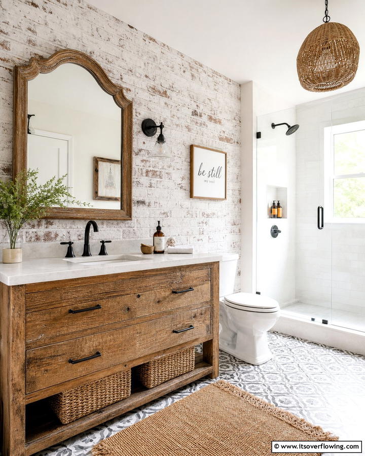 Faux Brick Wall Panels - 25 Bathroom Wall Paneling Ideas for a Luxurious Look