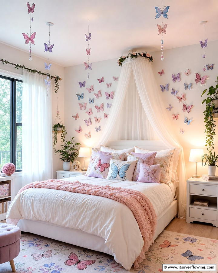 Faux Butterfly Accents - 25 Fairycore Bedroom Ideas for a Whimsical Escape