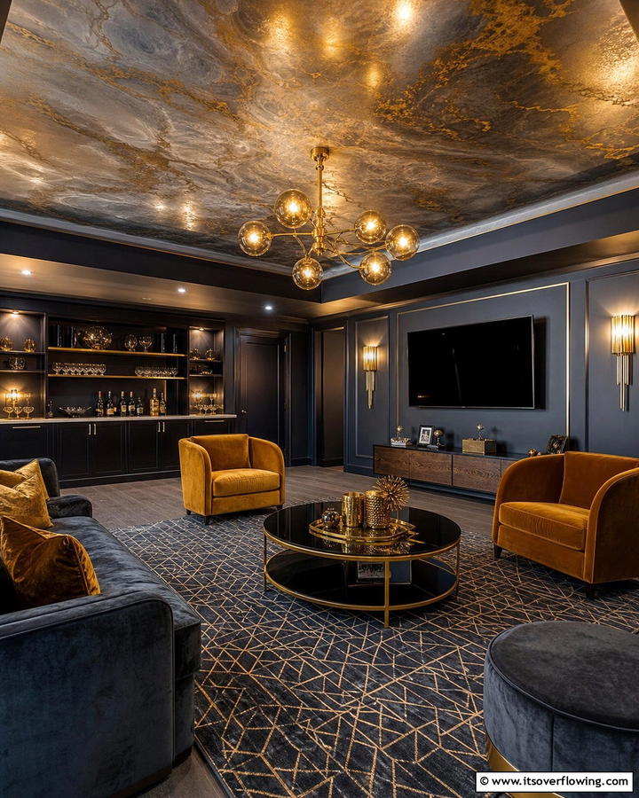 Faux Finishes for Artistic Flair - 20 Man Cave Ceiling Ideas to Elevate Your Space