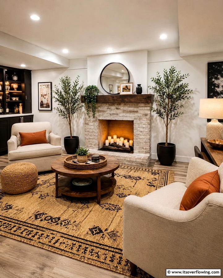 Faux Fireplace for Decoration - 25 Cozy Basement Fireplace Ideas for Warm Gatherings