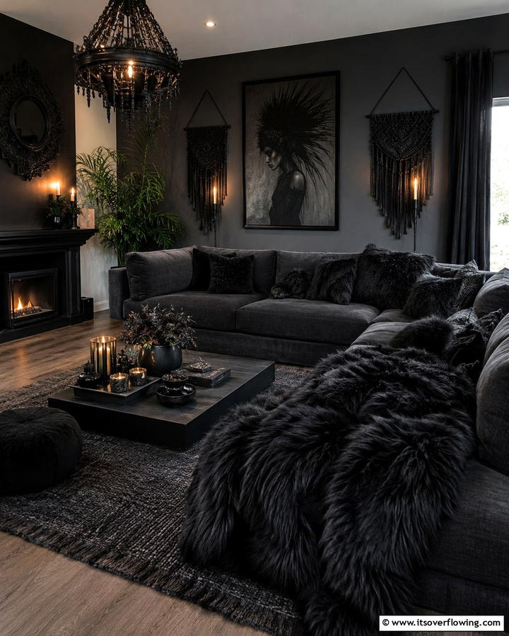 Faux Fur Accents for Comfort - 25 Gothic Boho Decor Ideas for a Unique and Eclectic Style